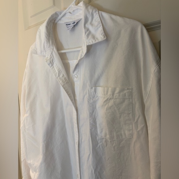Old Navy 100% Cotton Boyfriend Button Down Shirt, White, Medium - Picture 4 of 7